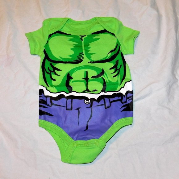 Baby Incredible Hulk One Piece Marvel Avengers 0-3 & 3-6 Months Costume NEW - Picture 1 of 1